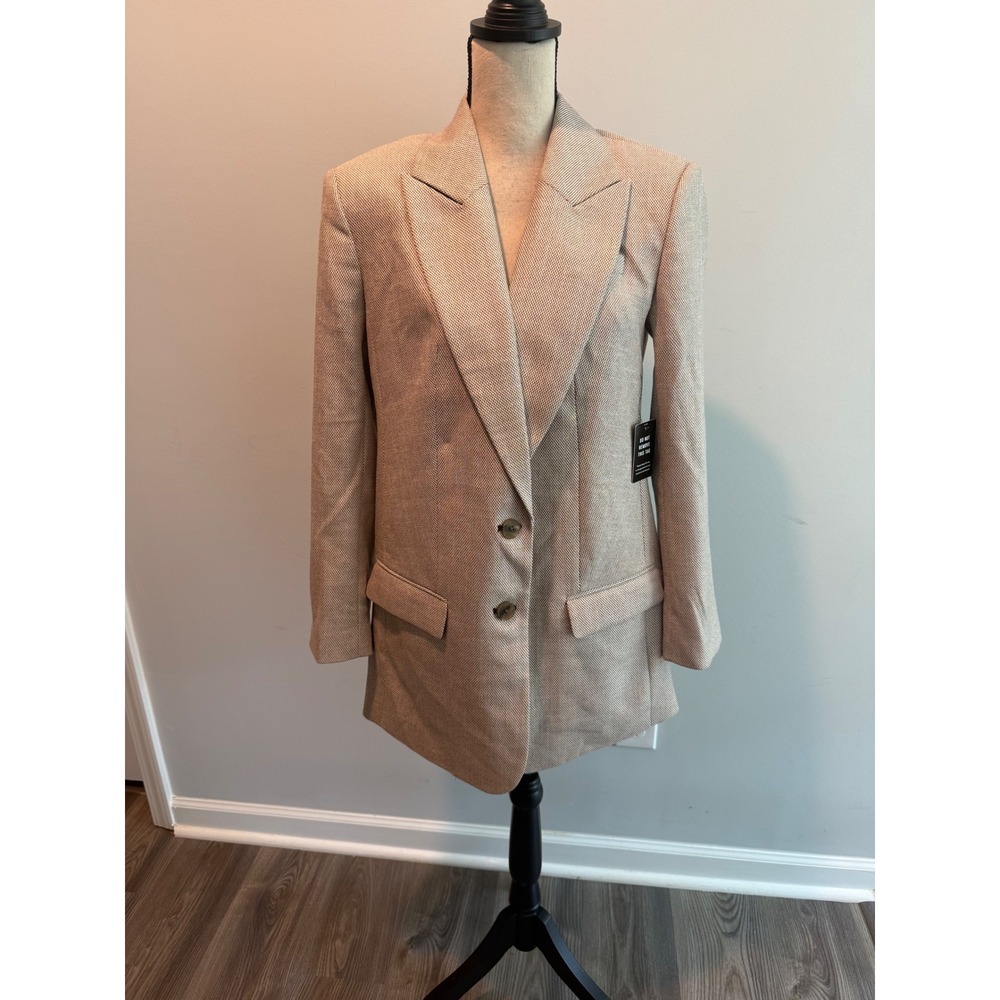 Express Women's Beige Textured Longline Blazer Jacket Size Small NWT $168